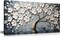 Canvas Wall Art – White Tree of Life Flowers, 30"x60", Modern Bedroom & Living Room Decor, Ready to Hang